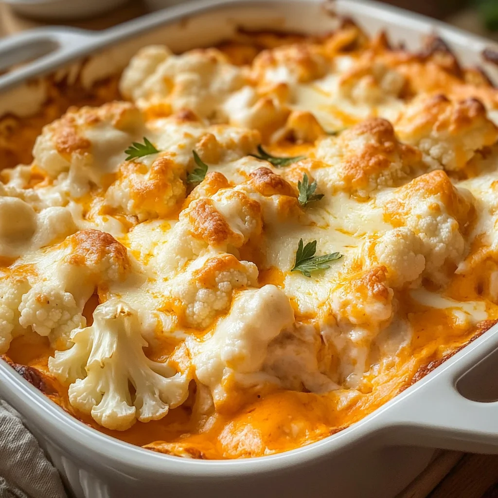 Creamy Buffalo Chicken Cauliflower Casserole Recipe