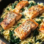 One Skillet Salmon with Lemon Orzo