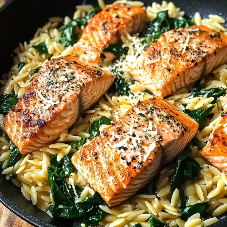 One Skillet Salmon with Lemon Orzo
