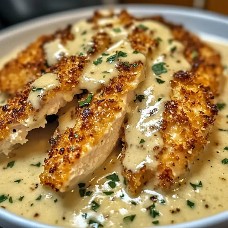 Parmesan Crusted Chicken with Creamy Garlic Sauce