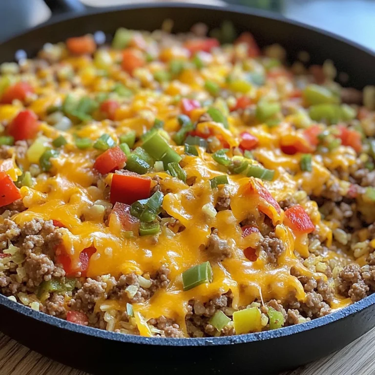 Cheesy Taco Ground Beef & Cauliflower Rice Skillet