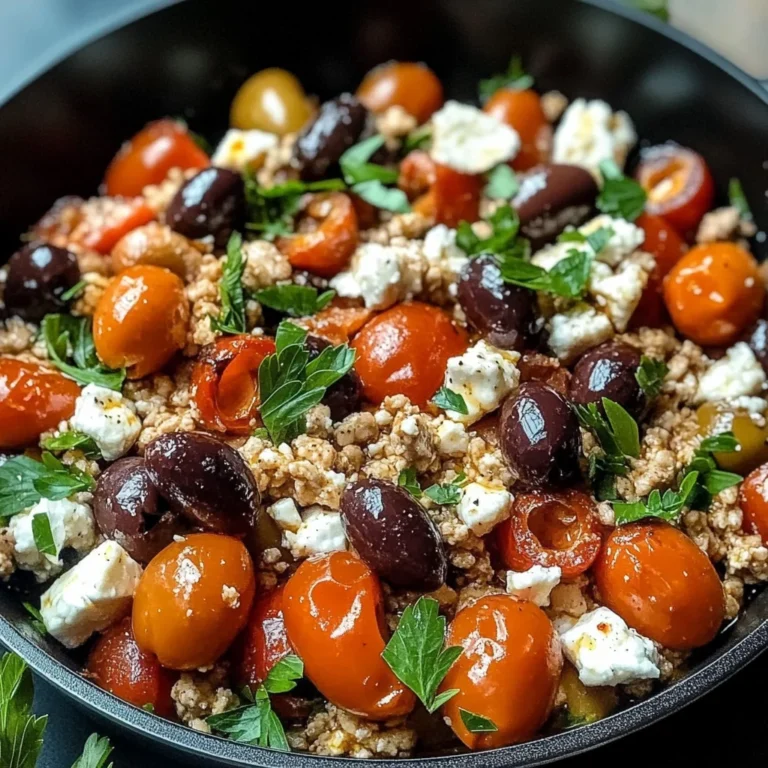 Mediterranean Keto Ground Chicken Skillet with Olives and Feta