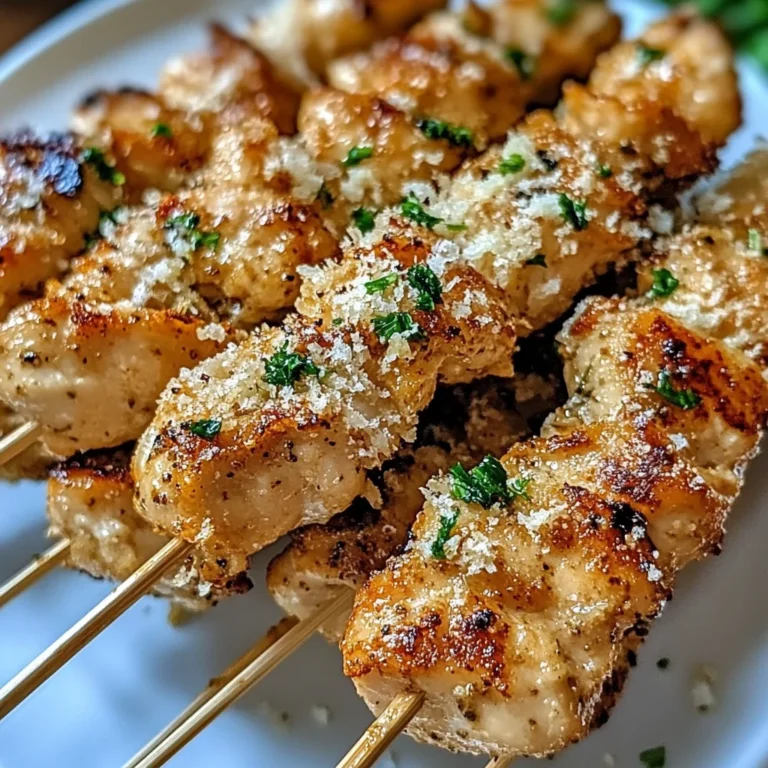Air Fryer Garlic Parmesan Chicken Skewers