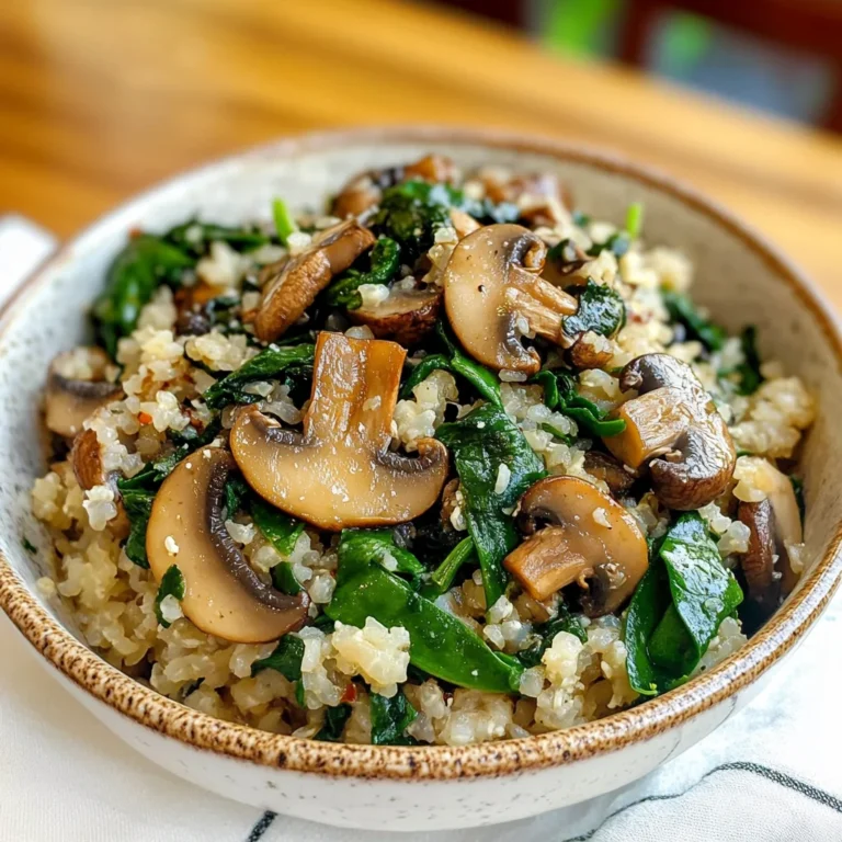 Low Carb Mushroom & Spinach Cauliflower Rice