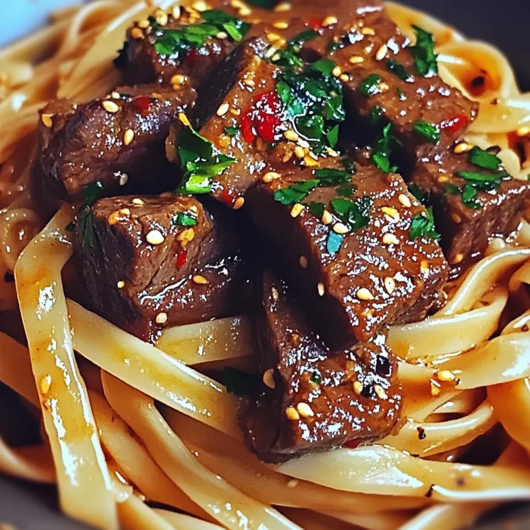Sweet and Spicy Garlic Steak Pasta